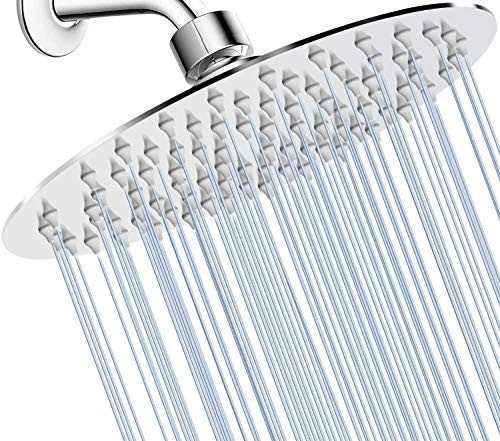 GGStudy Chrome Shower Head 10inch Round Stainless Steel High Pressure Shower Heads Ultra Thin Rainfall Bath Shower with Silicone Nozzle Easy to Clean GGStudy Chrome Shower Head 10inch Round Stainless Steel High Pressure Shower Heads Ultra Thin Rainfall Bath Shower with Silicone Nozzle Easy to Clean