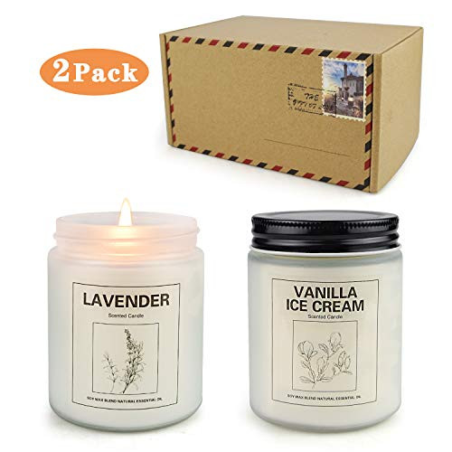 CREASHINE Candles Gifts for Women, Soy Wax Jar Candles Long Lasting 50 Hours, Aromatherapy Scented Home Fragrance Candles Set-2 Pack (Vanilla Ice Cream & Lavender) CREASHINE Candles Gifts for Women, Soy Wax Jar Candles Long Lasting 50 Hours, Aromatherapy Scented Home Fragrance Candles Set-2 Pack (Vanilla Ice Cream & Lavender)