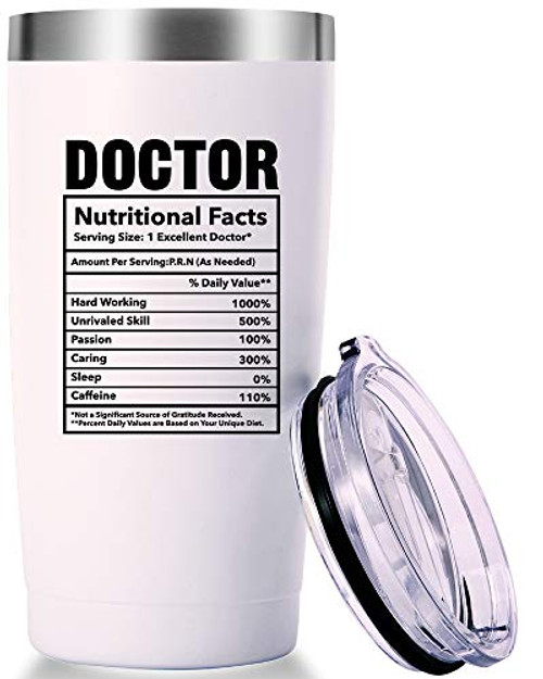 Doctor Nutritional Facts Mug.Doctor,Medical School Graduation Gifts.Appreciation,Birthday,Christmas Gifts for Doctors,MD,Med Tumbler(20oz White) Doctor Nutritional Facts Mug.Doctor,Medical School Graduation Gifts.Appreciation,Birthday,Christmas Gifts for Doctors,MD,Med Tumbler(20oz White)