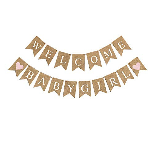 Baby Shower Party Decorations Welcome Baby Girl Burlap Banner Baby Gender Reveal Banner Baby Shower Party Decorations Supplies