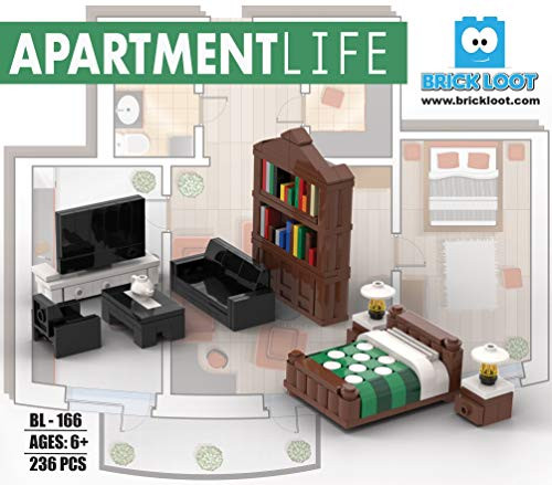 Brick Loot Apartment Living Furniture Brick Block Building Set - Custom Designed Bricks - Compatible with All Major Brands