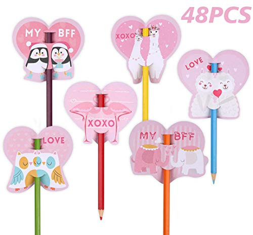 Valentine Scratch Pencil Toppers - Valentine's Day Cards for Kids - School Classmate Exchange Gifts Party Favor Supplies