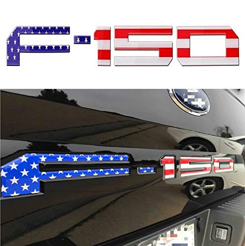 F150 Tailgate Letters 3M Adhesive & 3D Raised Tailgate Decal LettersTailgate Emblems Inserts Letters (American Flag)