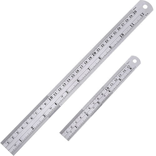 WhopperIndia Heavy Duty Stainless Steel Ruler Set 12 Inch (30 CM) + 6 Inch (15 CM) Metal Rulers Kit - Perfect Straight Edge For Easy Measurements WhopperIndia Heavy Duty Stainless Steel Ruler Set 12 Inch (30 CM) + 6 Inch (15 CM) Metal Rulers Kit - Perfect Straight Edge For Easy Measurements
