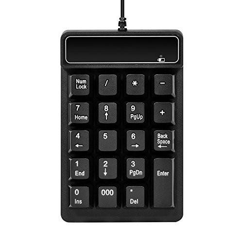 USB Number Pad, Kadaon 19 Keys Waterproof Silent Numeric Keypad with Mini USB Cable, for Laptop/Notebook, Compatible with Windows System