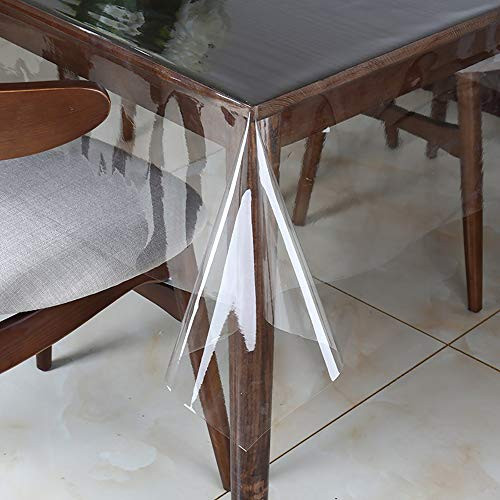 Walrus Clear Vinyl Tablecloth Protector Waterproof/Oil-Proof Plastic Transparent Sheet Table Cover 54X102 Inch