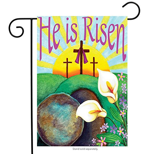 LHSION He is Risen Garden Flag 12.5 x 18 Inch Easter Cross Religious Garden Flag Decorative House Yard Double Sided Flag LHSION He is Risen Garden Flag 12.5 x 18 Inch Easter Cross Religious Garden Flag Decorative House Yard Double Sided Flag
