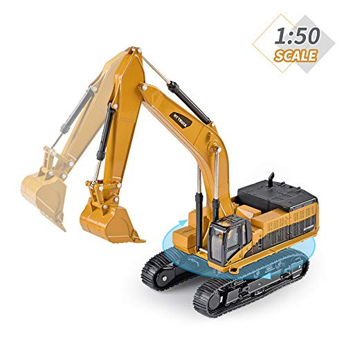 1/50 Diecast Metal Excavator Toy for Kids, Construction Truck Vehicle Car Toy for Boys and Girls