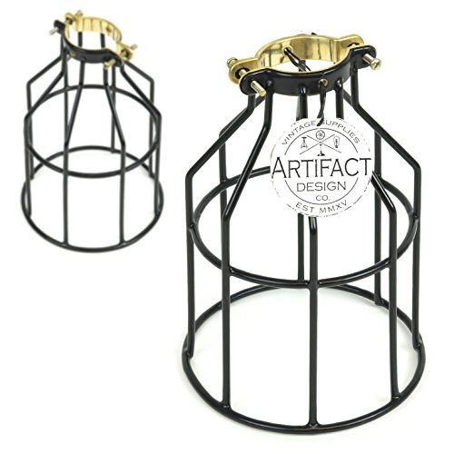 Rustic State Set of 2 Industrial Vintage Style | DIY Farmhouse Metal Wire Cage for Hanging Pendant Lighting | Light Fixture Lamp Guard Black