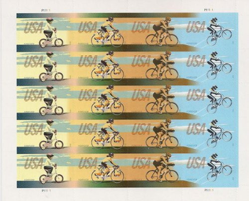 2012 Bicycling Sheet of 20 Forever Stamps Scott 4687-90 by USPS