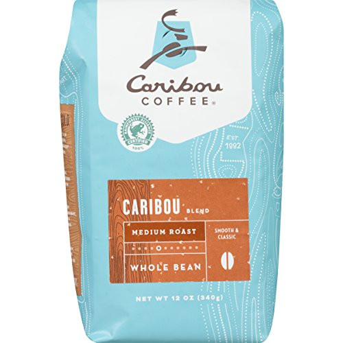 Caribou Coffee, Caribou Blend, Whole Bean, 12 oz. (2 Pack), Smooth & Balanced Medium Roast Coffee Blend from the Americas & Indonesia, with A Rich, Syrupy Body & Clean Finish; Sustainable Sourcing