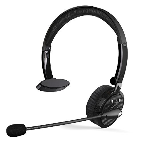 CISNO Bluetooth Headset Over The Head Boom Mic Wireless Headphone Noise-Canceling Headset for Truck Drivers (S)