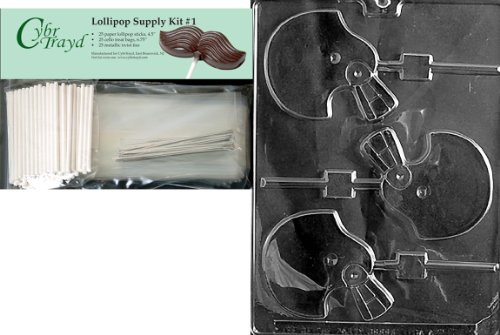 Cybrtrayd 45StK25S-S063 Football Helmet Lolly Sports Chocolate Candy Mold, Includes 25 Lollipop Sticks, 25 Cello Bags and 25 Silver Twist Ties