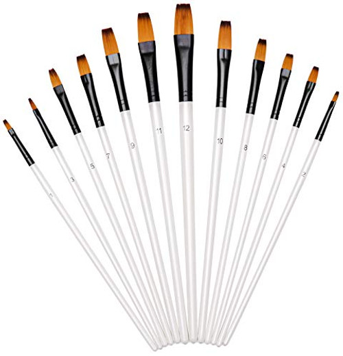 Paint Brushes Set, Professional Flat Brushes 12 pcs Nylon Hair Artist Acrylic Paintbrushes, Paint Brushes for Watercolor Acrylic Oil Crafts Miniature & Rock Painting Face Painting and Gouache Nail Art Paint Brushes Set, Professional Flat Brushes 12 pcs Nylon Hair Artist Acrylic Paintbrushes, Paint Brushes for Watercolor Acrylic Oil Crafts Miniature & Rock Painting Face Painting and Gouache Nail Art