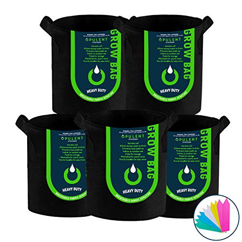 OPULENT SYSTEMS 5-Pack 5 Gallon Grow Bags Heavy Duty Aeration Fabric Growing Bag Thickened Nonwoven Fabric Containers for Potato Plant Pots with Handles (Black) OPULENT SYSTEMS 5-Pack 5 Gallon Grow Bags Heavy Duty Aeration Fabric Growing Bag Thickened Nonwoven Fabric Containers for Potato Plant Pots with Handles (Black)