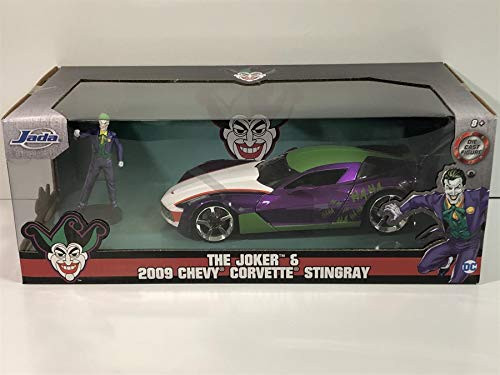 Jada Toys Hollywood Rides DC Comics Joker & 2009 Chevy Corvette Stingray Concept Die-Cast Car, 1:24 Scale Vehicle with 2.75" Die-Cast Collectible Figure 31199 Jada Toys Hollywood Rides DC Comics Joker & 2009 Chevy Corvette Stingray Concept Die-Cast Car, 1:24 Scale Vehicle with 2.75" Die-Cast Collectible Figure 31199