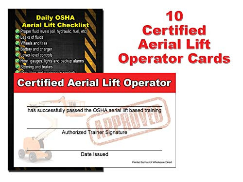 Aerial Lift Operator/Driver Certificate, Training Cards (Package of 10) by Patriot Wholesale Direct