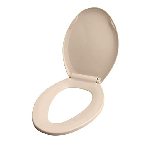 Highcraft B1TSPE Elongated Plastic Toilet Seat With Adjustable Hinge, Bone