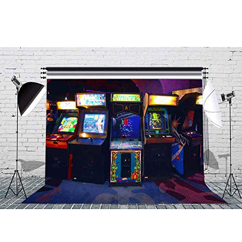 SDDSER Cartoon Game Backdrops for Photography 7X5FT Dynamic Arcade Game Hall Background E-Sports Club Photo Backgrounds Party Wall Paper Room Mural Props SDLS017
