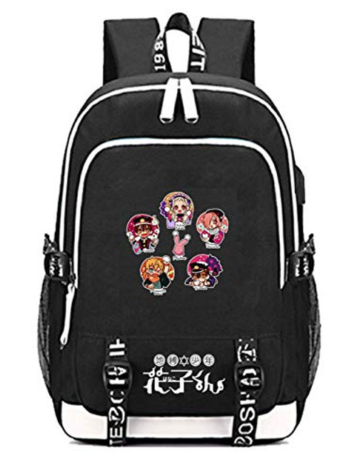 Timmor Anime Toilet-Bound Hanako-kun Backpack with USB Charging Port, School Bookbags for Women Men.(Black7)