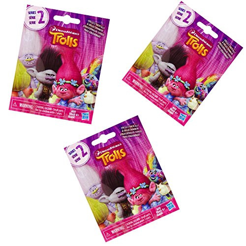 Set of 3: DreamWorks Trolls Surprise Mini Figure Series 2 - Inspired by the DreamWorks Trolls Animated Movie.