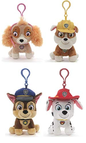 DHE Paw Patrol Backpack Clips 4 Piece Bundle, 4 inch Skye, Rubble, Chase and Marshall