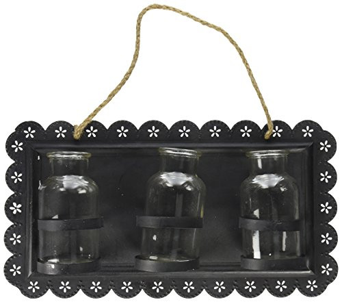 Creative Co-op Tin Wall Decor with Three Glass Vases