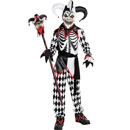 AMSCAN Sinister Jester Halloween Costume for Boys, Extra Large, with Included Accessories