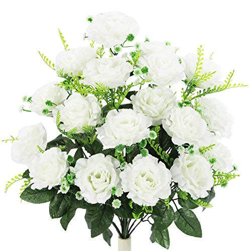 Admired By Nature ABN1B002-CRM Artificial Rose Flower Bush, 3. Cream