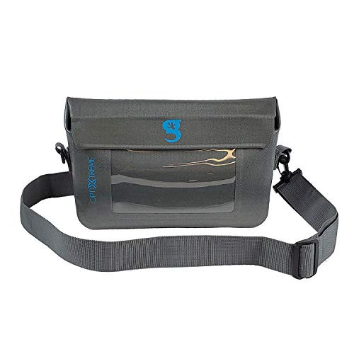 geckobrands Optixtreme Waterproof Phone Tote- Outdoor Phone Pouch & Dry Bag Fits Most iPhone and Samsung Galaxy Models, Grey/Neon Blue