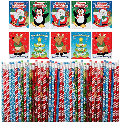 72 Mini Holiday Fun and Games Activity Books, 72 Assorted Christmas Holiday Theme Wooden Pencils, Bulk Stocking Stuffers Party Favors, Teachers Daycare, By 4Es Novelty