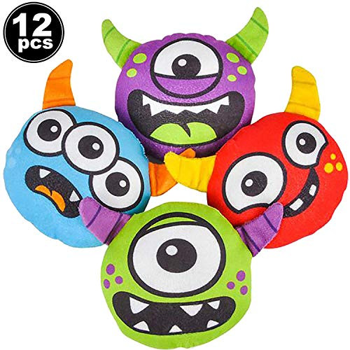 Monster Plush (12 Count) 5" Halloween Plush, Monsters Inc Party Supplies - Fun Halloween Party Favors for Kids, Trick or Treats Non Candy, Halloween Goodie Bag Fillers by 4E's Novelty