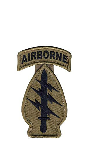 Special Forces New OCP Patch And Airborne Tab Sewn Together W/Hook Fastener