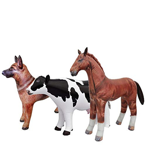 Inflatable Farm Ranch Animal Bundle 3 pack Dairy Milk Cow Horse German Shepherd Size over 36 inch party decoration stuffed animal photo prop by Jet Creations AN-FARM01 Inflatable Farm Ranch Animal Bundle 3 pack Dairy Milk Cow Horse German Shepherd Size over 36 inch party decoration stuffed animal photo prop by Jet Creations AN-FARM01