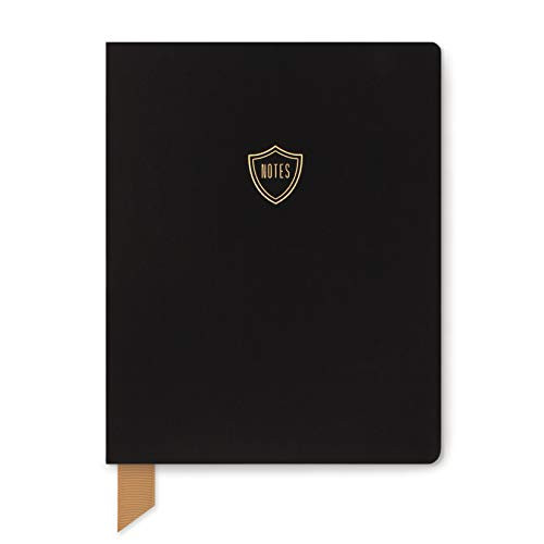 DesignWorks Ink Exposed Spine Undated Perpetual Planner Journal, 6.75" x 8.5", Black - Shield Notes