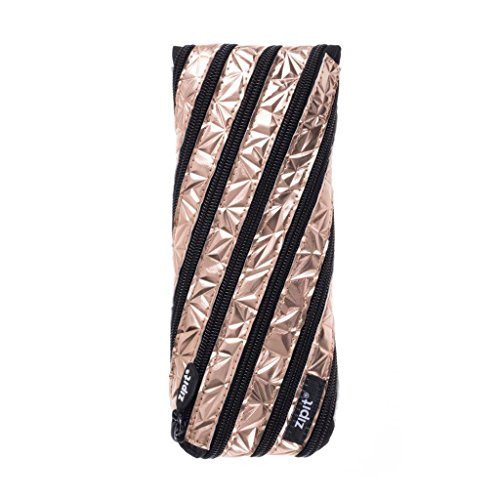 ZIPIT Metallic Pencil Case/Cosmetic Makeup Bag, Rose Gold