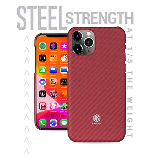 Evutec Karbon Value Case Compatible with iPhone 11 Pro 5.8 inch, Thin 0.7mm Slim Light Smooth Real Aramid Fiber Protective Phone Case Scratch Resistant Durable Cover - Red