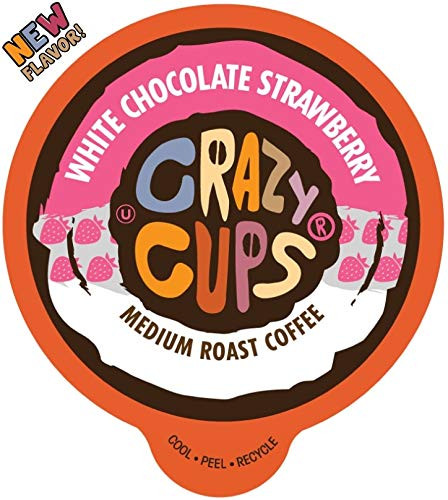 Crazy Cups Flavored Coffee for Keurig K-Cup Machines, White Chocolate Strawberry, Hot or Iced Drinks, 80 Single Serve, Recyclable Pods