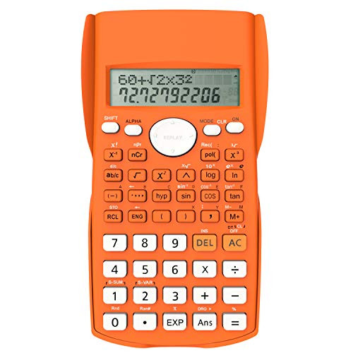 Helect 2-Line Engineering Scientific Calculator, Suitable for School and Business, Orange