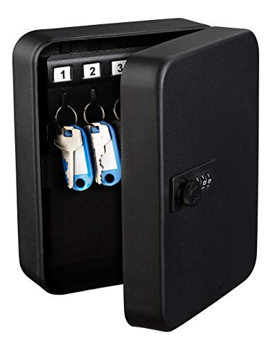 AdirOffice Key Steel Security Cabinet Box - 30 Keys Slots - Combination Lock - Black