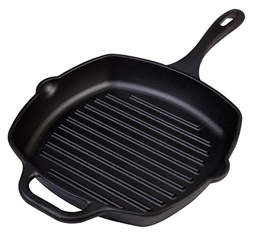 Victoria Cast Iron Grill Pan. Square Grill Pan, Seasoned with 100% Kosher Certified Non-GMO Flaxseed Oil