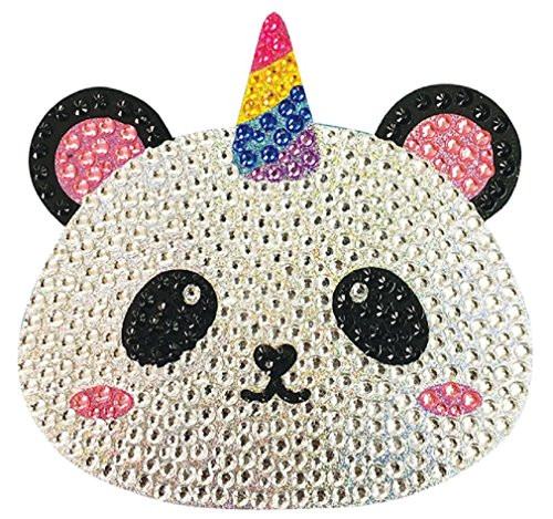 iscream Sparkly Rhinestone Rainbow Horn Pandacorn 2" Mini Vinyl Cling Decal