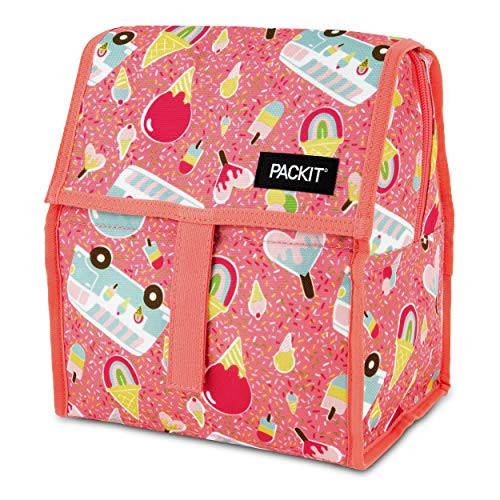 PackIt Freezable Lunch Bag with Zip Closure, Ice Cream Social