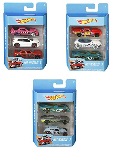 Hot Wheels 3 Bundle of 3 Sets (Styles May Vary)