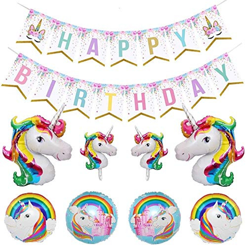 Unicorn Birthday Party Favors, Unicorn Party Decorations, Unicorn Theme Party Supplies Kit for Kids - Unicorn Happy Birthday Banner, 8 Pcs Rainbow Unicorn Balloons Unicorn Birthday Party Favors, Unicorn Party Decorations, Unicorn Theme Party Supplies Kit for Kids - Unicorn Happy Birthday Banner, 8 Pcs Rainbow Unicorn Balloons
