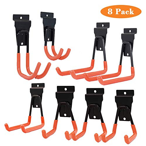 Slatwall Hook Heavy Duty,Reehi Garage Storage Utility Double Hooks for Organizing Power Tools,Ladders,Bulk Items (Pack of 8)