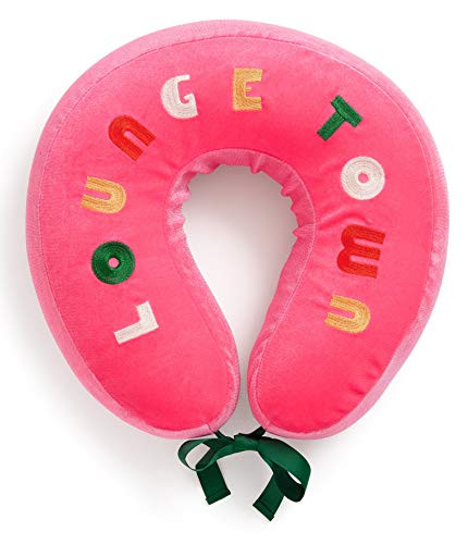 ban.do Getaway Pink Travel Neck Pillow with Removable Washable Cover, Lounge Town