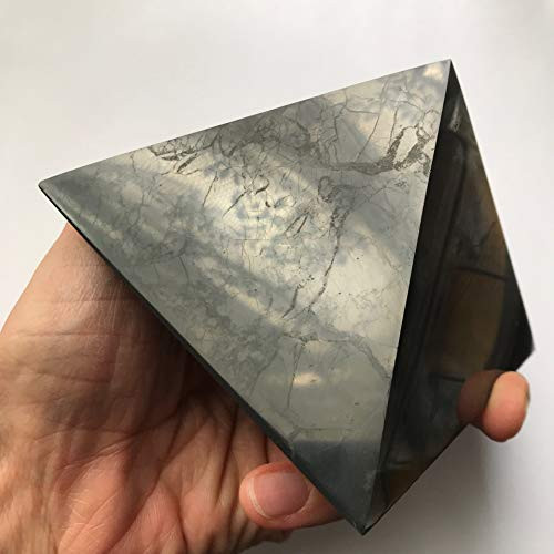 Polished Shungite Pyramid Russia 100 mm (3,94 inches) Healing Crystal Pyramid Shungite Stone Figure