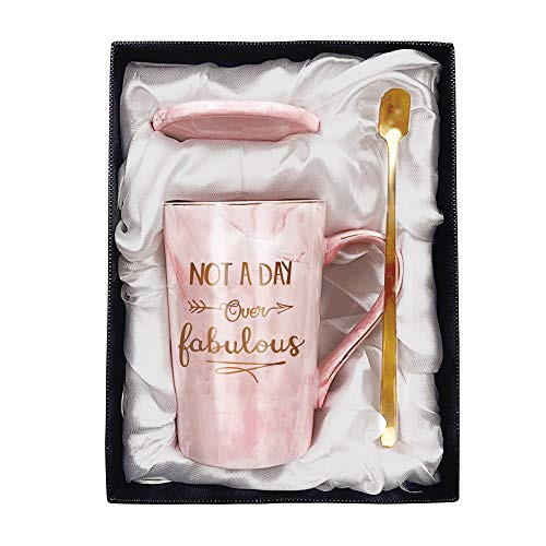 Tom Boy Birthday Gifts for Women, Not A Day Over Fabulous Mug, Birthday Gift Ideas for Best Friends female, BBF, Her, Sister, Wife, Mom, Aunt Ceramic Marble Coffee Mug 11oz