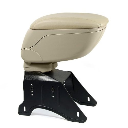 Beige Sliding Cover PU Leather Armrest Center Console Box Universal Fit with Adjustable Bracket